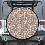 Cute Dog Emoji Pattern Print Leather Spare Tire Cover