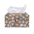 Cute Dog Emoji Pattern Print Leather Tissue Box Cover