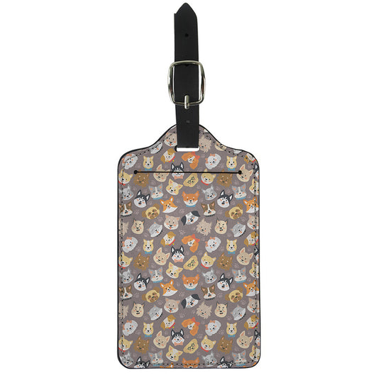 Cute Dog Emoji Pattern Print Luggage Tag