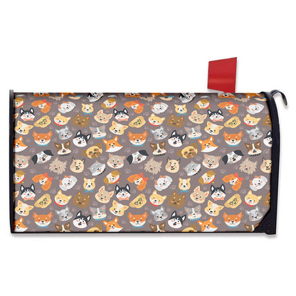 Cute Dog Emoji Pattern Print Mailbox Cover