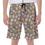 Cute Dog Emoji Pattern Print Men's Beach Shorts