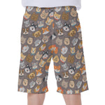 Cute Dog Emoji Pattern Print Men's Beach Shorts
