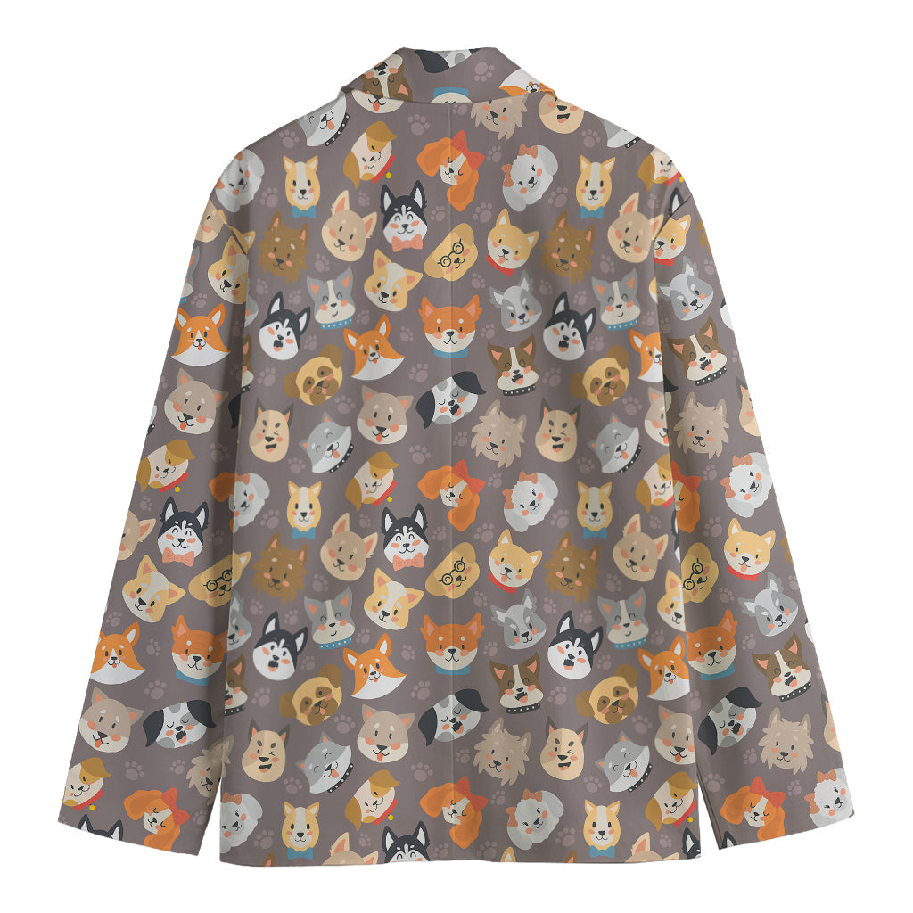 Cute Dog Emoji Pattern Print Men's Blazer