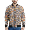 Cute Dog Emoji Pattern Print Men's Bomber Jacket