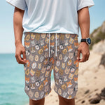 Cute Dog Emoji Pattern Print Men's Cargo Shorts