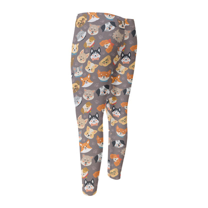 Cute Dog Emoji Pattern Print Men's Compression Pants