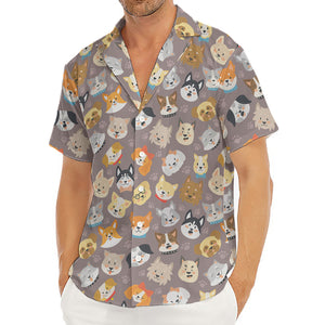 Cute Dog Emoji Pattern Print Men's Deep V-Neck Shirt