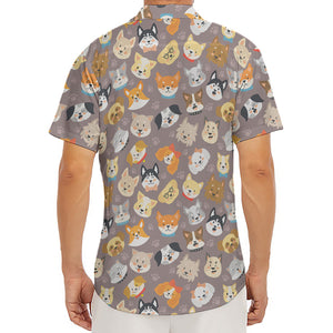 Cute Dog Emoji Pattern Print Men's Deep V-Neck Shirt