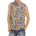 Cute Dog Emoji Pattern Print Men's Fitness Tank Top