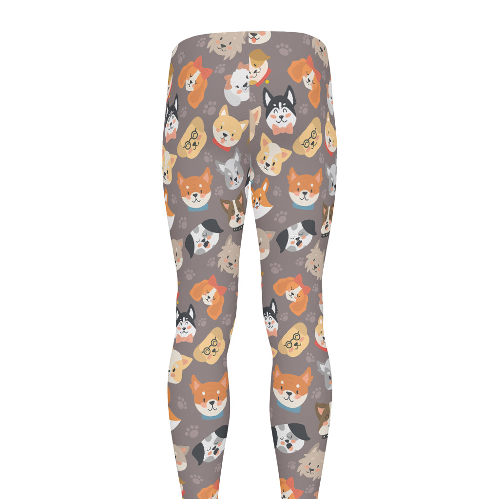Cute Dog Emoji Pattern Print Men's leggings