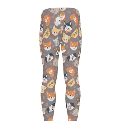 Cute Dog Emoji Pattern Print Men's leggings