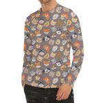 Cute Dog Emoji Pattern Print Men's Long Sleeve Rash Guard