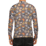 Cute Dog Emoji Pattern Print Men's Long Sleeve Rash Guard