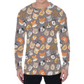 Cute Dog Emoji Pattern Print Men's Long Sleeve T-Shirt