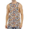 Cute Dog Emoji Pattern Print Men's Muscle Tank Top
