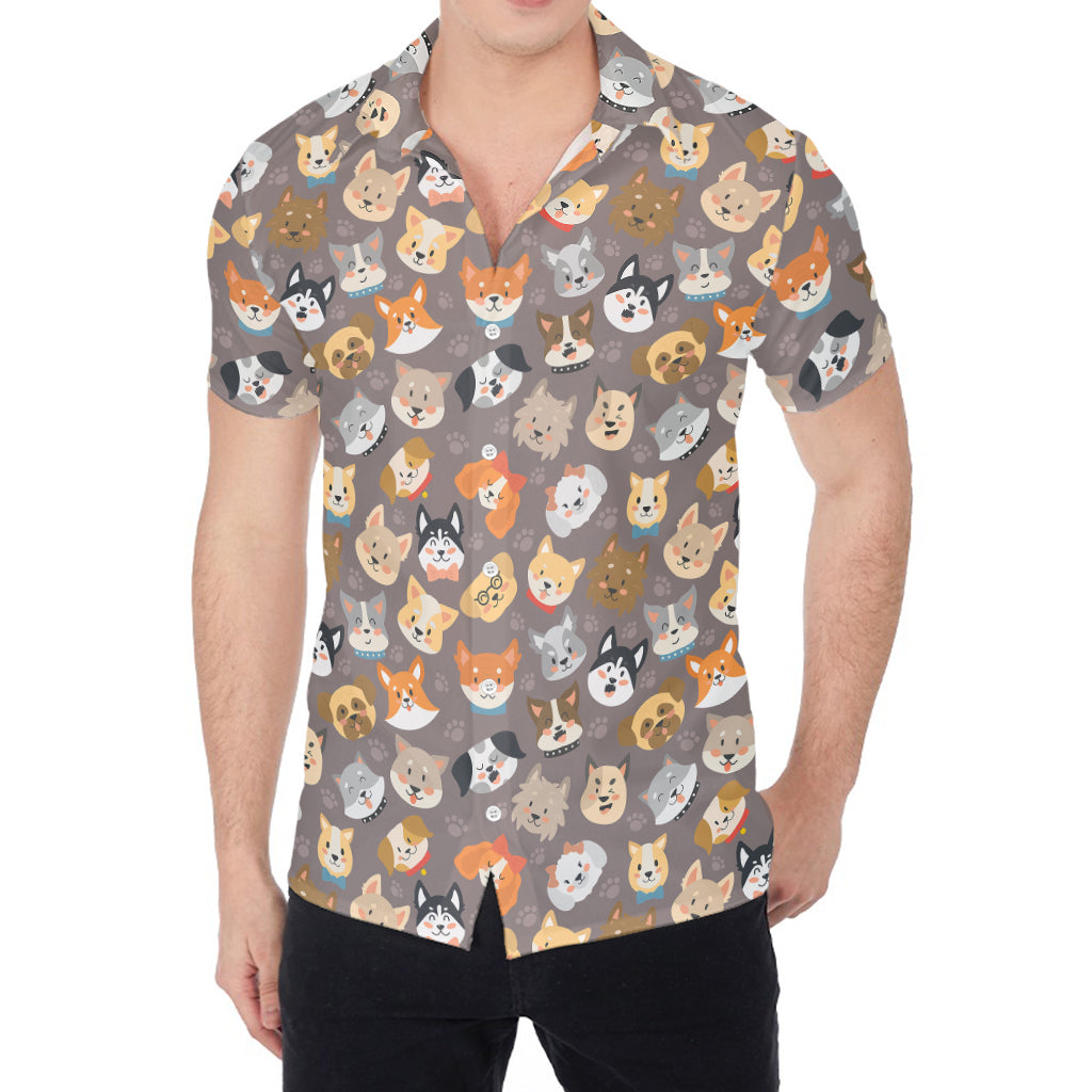 Cute Dog Emoji Pattern Print Men's Shirt