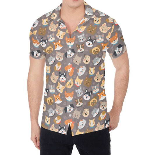 Cute Dog Emoji Pattern Print Men's Shirt
