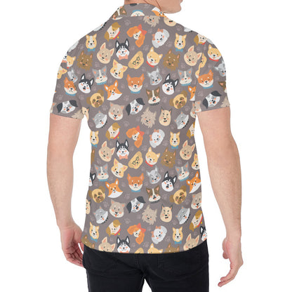 Cute Dog Emoji Pattern Print Men's Shirt