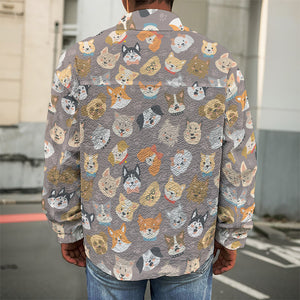 Cute Dog Emoji Pattern Print Men's Shirt Jacket