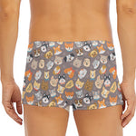 Cute Dog Emoji Pattern Print Men's Short Boxer Briefs
