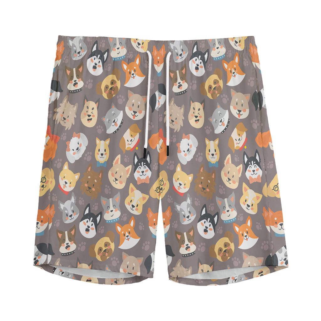 Cute Dog Emoji Pattern Print Men's Sports Shorts