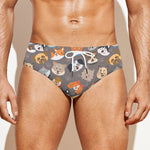 Cute Dog Emoji Pattern Print Men's Swim Briefs