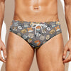 Cute Dog Emoji Pattern Print Men's Swim Briefs