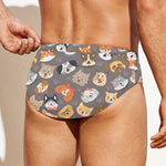 Cute Dog Emoji Pattern Print Men's Swim Briefs