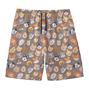 Cute Dog Emoji Pattern Print Men's Swim Trunks