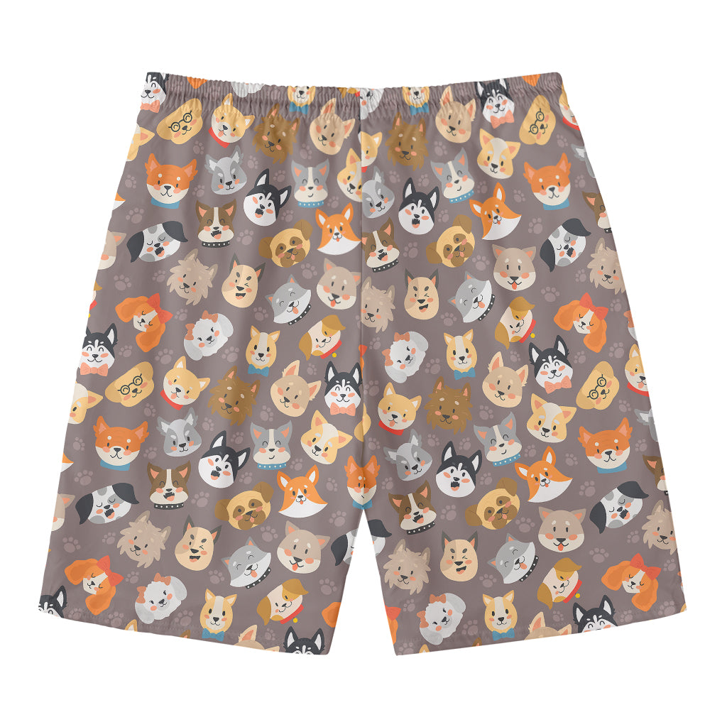 Cute Dog Emoji Pattern Print Men's Swim Trunks