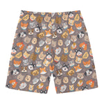 Cute Dog Emoji Pattern Print Men's Swim Trunks