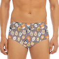 Cute Dog Emoji Pattern Print Men's Triangle Swim Briefs