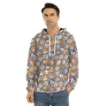 Cute Dog Emoji Pattern Print Men's Velvet Pullover Hoodie