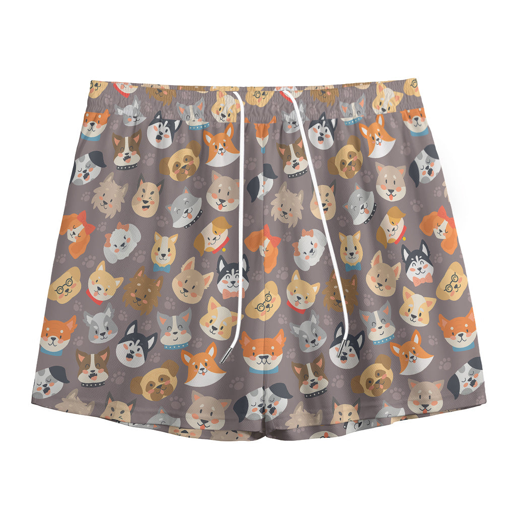 Cute Dog Emoji Pattern Print Mesh Shorts
