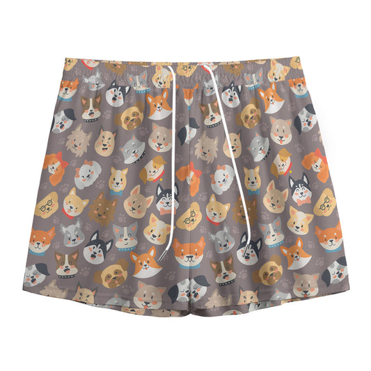 Cute Dog Emoji Pattern Print Mesh Shorts
