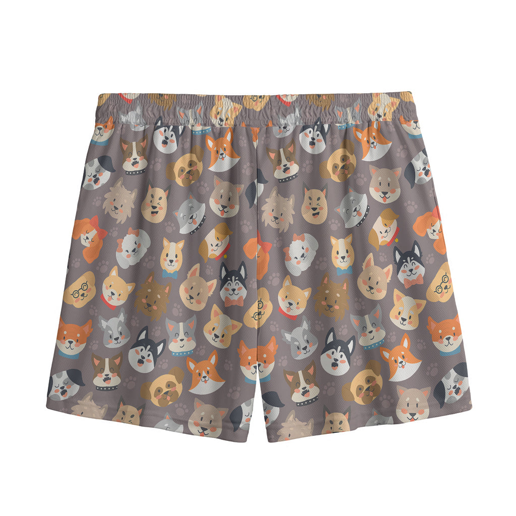 Cute Dog Emoji Pattern Print Mesh Shorts