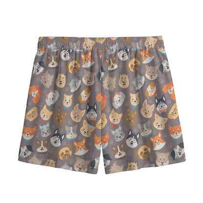 Cute Dog Emoji Pattern Print Mesh Shorts