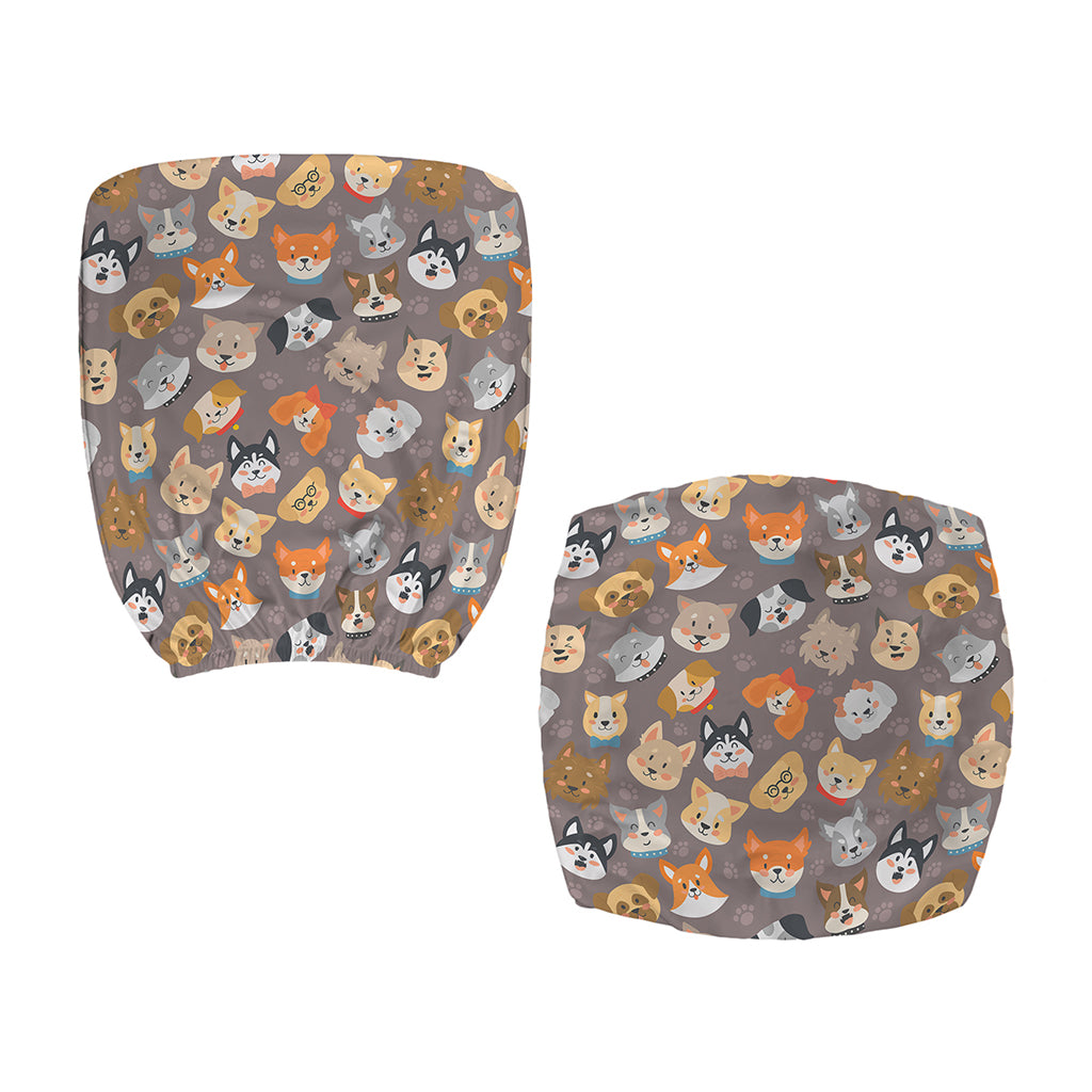 Cute Dog Emoji Pattern Print Office Chair Cover