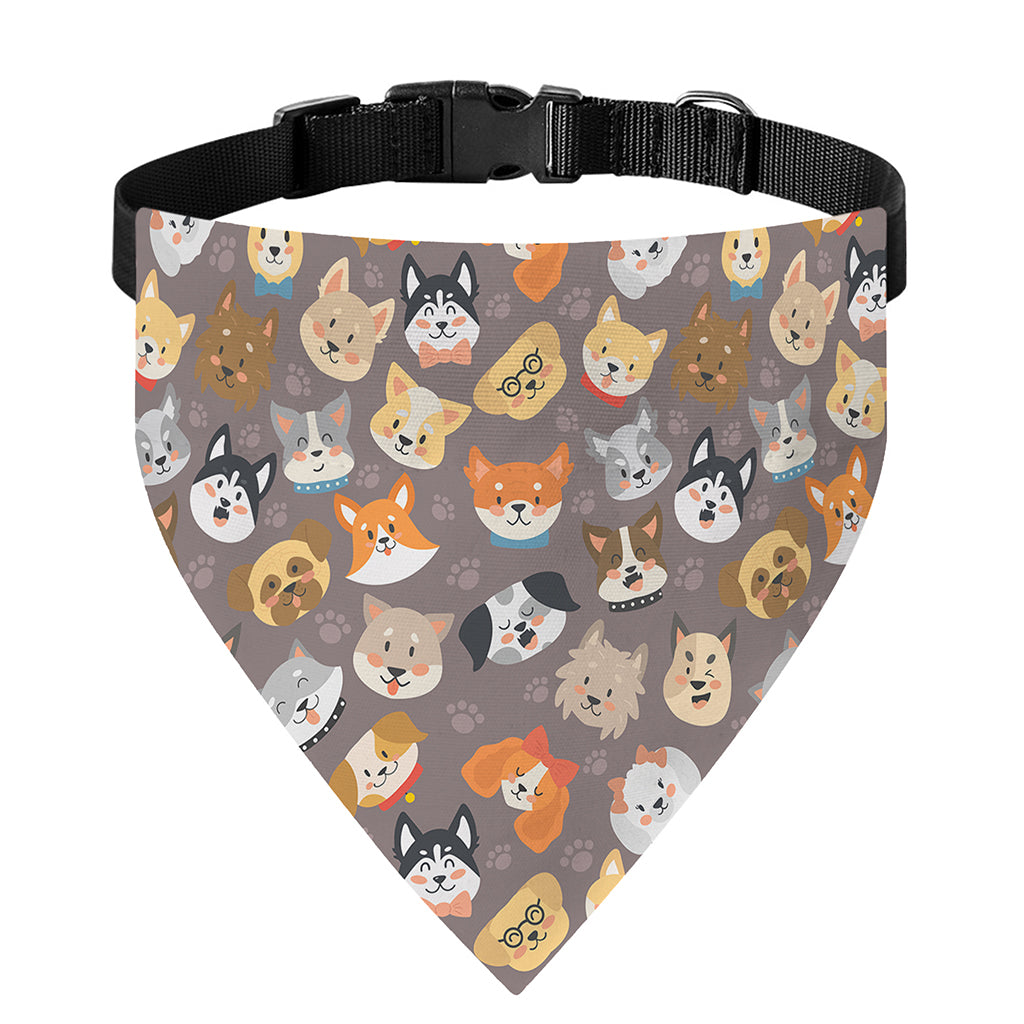 Cute Dog Emoji Pattern Print Over The Collar Dog Bandana