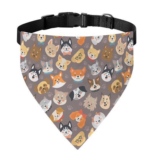 Cute Dog Emoji Pattern Print Over The Collar Dog Bandana
