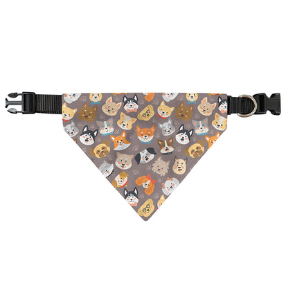 Cute Dog Emoji Pattern Print Over The Collar Dog Bandana