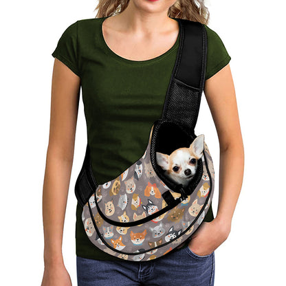 Cute Dog Emoji Pattern Print Pet Sling Carrier