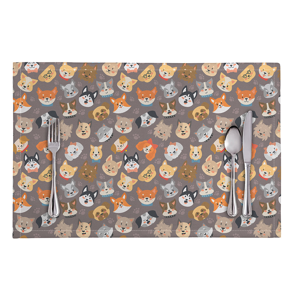 Cute Dog Emoji Pattern Print Placemat