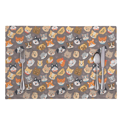 Cute Dog Emoji Pattern Print Placemat