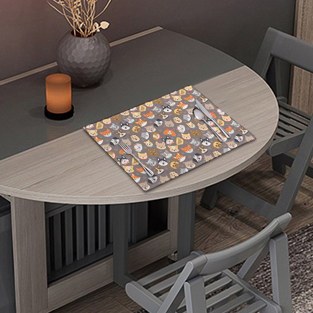 Cute Dog Emoji Pattern Print Placemat