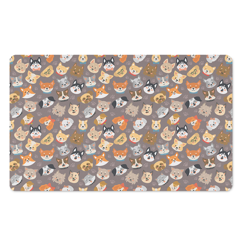 Cute Dog Emoji Pattern Print Polyester Doormat
