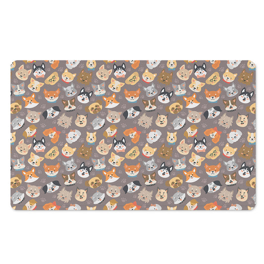 Cute Dog Emoji Pattern Print Polyester Doormat