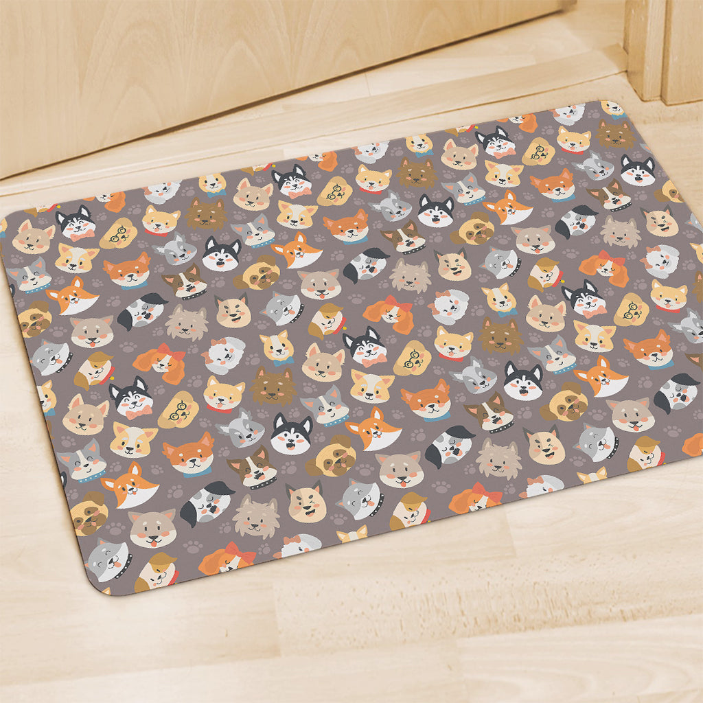 Cute Dog Emoji Pattern Print Polyester Doormat