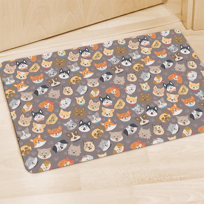 Cute Dog Emoji Pattern Print Polyester Doormat