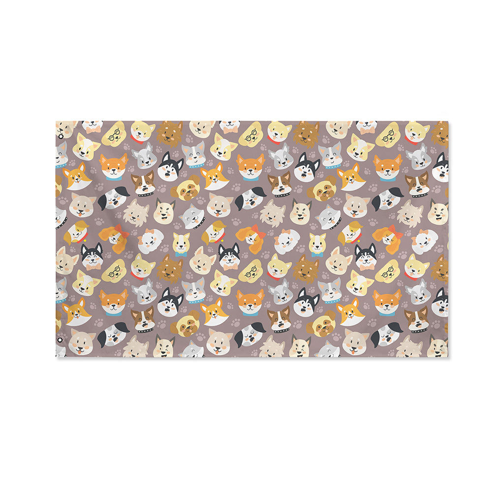 Cute Dog Emoji Pattern Print Polyester Flag